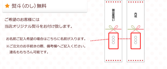 メッセージカード・ラッピング・のし等の説明